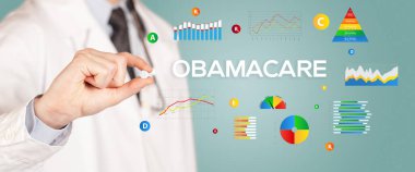 Beslenme uzmanı sana OBAMACARE yazıtlı bir hap veriyor, sağlıklı yaşam tarzı konsepti.