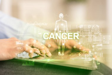 CANCER yazıtlı elektronik tıbbi kayıt, tıbbi teknoloji konsepti