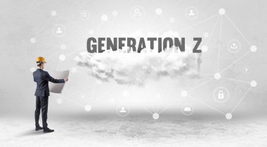 GENERATION Z yazıtları ile sosyal medya kavramı üzerinde çalışan mühendis