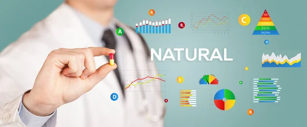 Nutritionist Giving You Pill Natural Inscription Healthy Lifestyle Concept — Stock Photo, Image