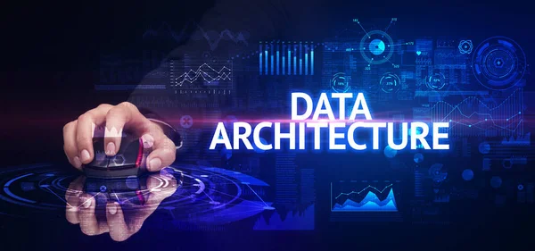 Hand Houden Draadloos Perifeer Met Data Architecture Inscriptie Moderne Technologie — Stockfoto