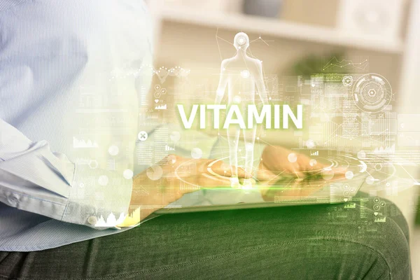 Ηλεκτρονικό Ιατρικό Αρχείο Επιγραφή Vitamin Ιατρική Τεχνολογία Έννοια — Φωτογραφία Αρχείου