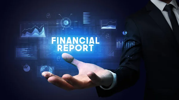 Hand Businessman Holding Financial Report — стокове фото