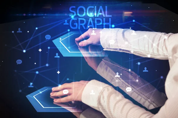 Naviguer Dans Les Réseaux Sociaux Avec Inscription Social Graph Concept — Photo