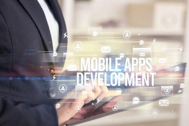 MOBILE APPS DEVELOPMENT yazıtları, modern teknoloji konsepti