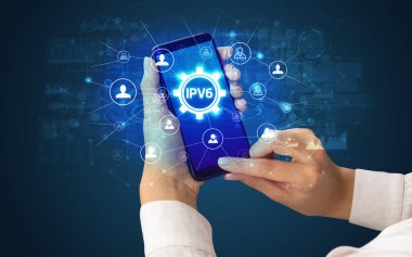 Ipv6 kısaltmalı akıllı telefon, modern teknoloji konsepti.