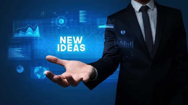 Hand Businessman Holding New Ideas Inscription Business Success Concept — Stock Photo, Image