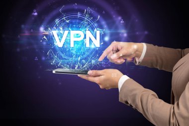 VPN kısaltmalı dokunmatik ekran, modern teknoloji kavramı