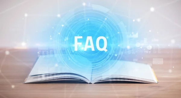 Open Book Faq Abbreviation Modern Technology Concept — Stock Photo, Image