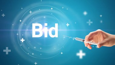 Şırınga iğnesi ile virüs aşısı ve teklif kısaltması, panzehir konsepti