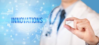 Doktor 'un yeni teknoloji çözüm kavramının yazıldığı bir hap vermesi.