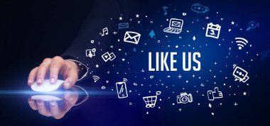 ABD yazıtları ve sosyal medya konseptiyle el ele tutuşmak