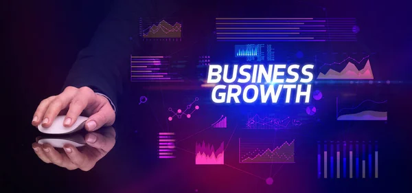 손으로 기기를 Business Growth 사이버 — 스톡 사진