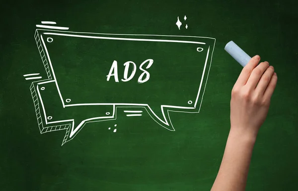 Hand Drawing Ads Abbreviation White Chalk Blackboard — Stock Photo, Image