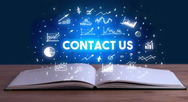 CONTACT ABD yazıtları açık bir kitaptan, iş konseptinden geliyor