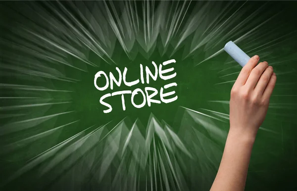Kézrajz Online Store Felirat Fehér Krétával Táblán Online Vásárlási Koncepció — Stock Fotó