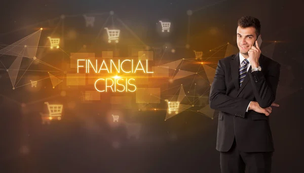 아이콘과 Financial Crisis 온라인 컨셉트 스톡 이미지