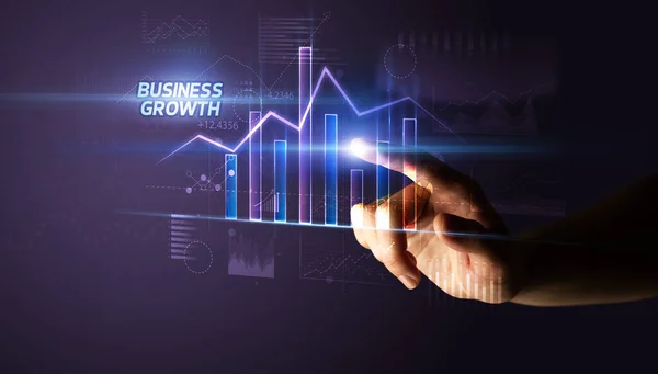 Kézfogás Business Growth Gomb Üzleti Koncepció — Stock Fotó