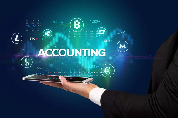 Zbliżenie Ekranu Dotykowego Napisem Accounting Koncepcja Możliwości Biznesowych — Zdjęcie stockowe