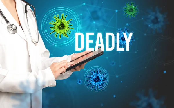 Лікар Призначає Рецепт Написом Deadly Концепцією Пандемії — стокове фото