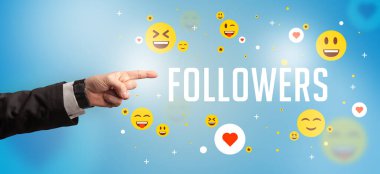 FOLLOWERS yazıtlarına, sosyal medya kavramına yakın çekim