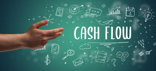 Close Van Bijgesneden Hand Wijzen Cash Flow Inscriptie Moderne Zakelijke — Stockfoto