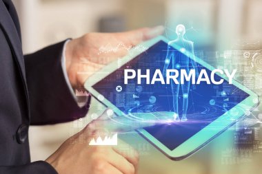 PHARMACY yazıtlı elektronik tıbbi kayıt, tıbbi teknoloji konsepti