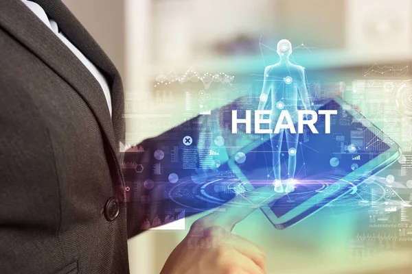 Registro Médico Eletrônico Com Inscrição Heart Conceito Tecnologia Médica — Fotografia de Stock