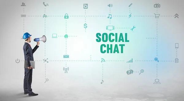 Social Chat Yazma Kavramına Sahip Yeni Bir Sosyal Medya Platformu — Stok fotoğraf