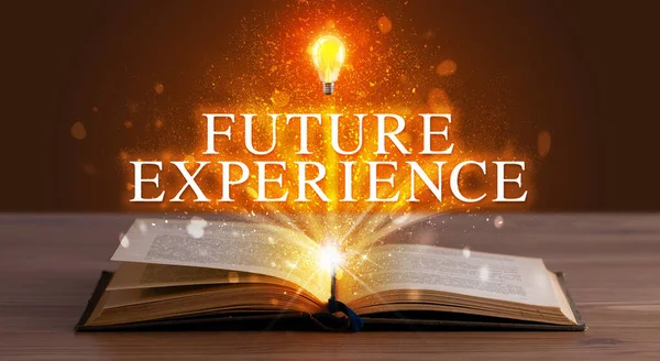 Future Experience Inscription Coming Out Open Book Educational Concept — Stock Photo, Image