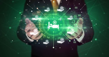 Yalan söyleyen hasta ikonu, sağlık hizmeti konsepti.