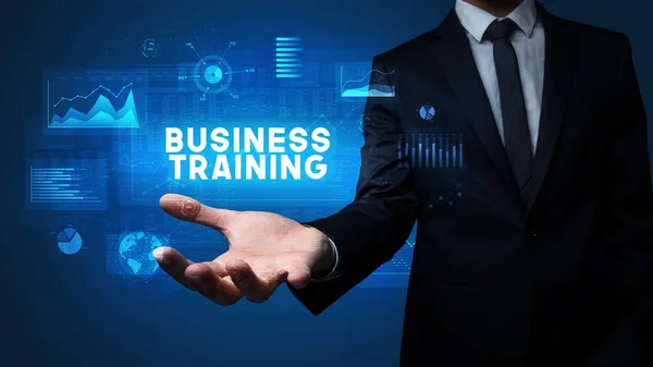 Main Homme Affaires Détenant Inscription Business Training Concept Réussite Commerciale — Photo