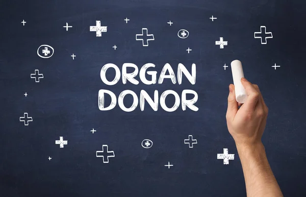 Hand Drawing Organ Donor Inscription White Chalk Blackboard Medical Concept — Stock Photo, Image