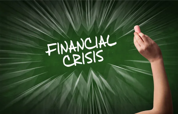 Desen Mână Inscripție Financial Crisis Cretă Albă Tablă Concept Cumpărături — Fotografie, imagine de stoc