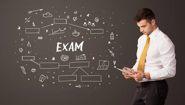 Empresario Pensando Con Inscripción Exam Concepto Educación Empresarial — Foto de Stock