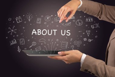 ABD yazıtları ve sosyal medya kavramlarıyla ilgili dokunmatik ekranın yakın çekimi