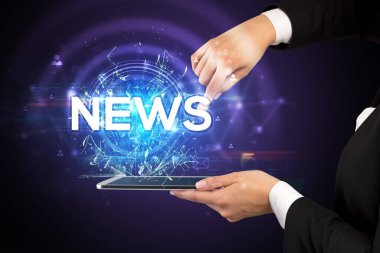 NEWS kısaltmalı dokunmatik ekran, modern teknoloji konsepti