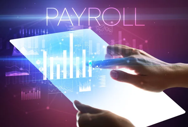 Tavoletta Futuristica Con Iscrizione Payroll Sopra Concetto Business Moderno — Foto Stock