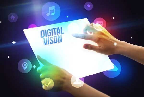 Tavoletta Futuristica Con Iscrizione Digital Vison Nuovo Concetto Tecnologico — Foto Stock