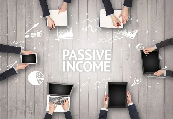 Group Busy People Working Office Passive Income Inscription Succesfull Business — Stock Photo, Image