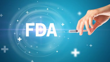 Şırınga iğnesi ile virüs aşısı ve FDA kısaltması, panzehir konsepti