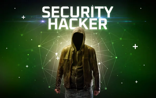 Mysterious Hacker Security Hacker Inscription Online Attack Concept Inscription Online — Stock fotografie