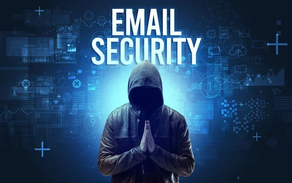 Ansiktslös Man Med Email Security Inskription Online Säkerhet Koncept — Stockfoto