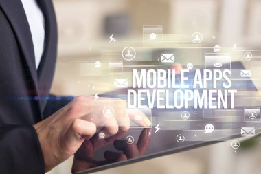 MOBILE APPS DEVELOPMENT yazıtları, modern teknoloji konsepti