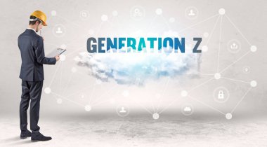 GENERATION Z yazıtları ile sosyal medya kavramı üzerinde çalışan mühendis