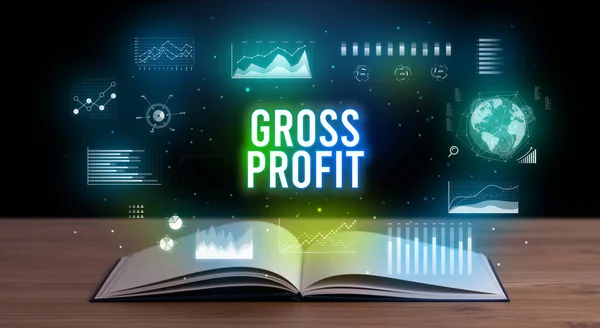 Gross Profit Inskriptionen Kommer Från Öppen Bok Kreativ Affärsidé — Stockfoto