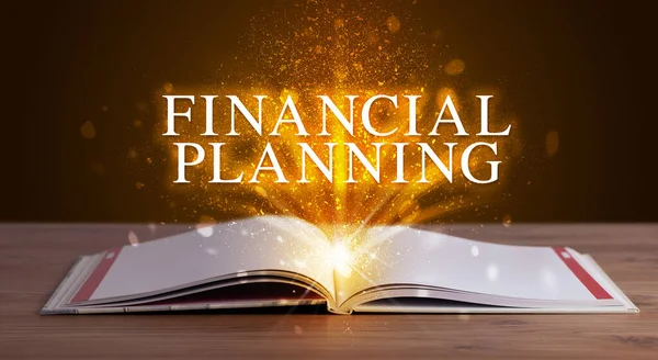 Financial Planning Inscription Coming Out Open Book Educational Concept — Stock Photo, Image