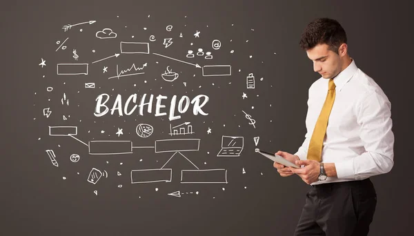 Επιχειρηματίας Σκέψης Επιγραφή Bachelor Έννοια Επιχειρηματική Εκπαίδευση — Φωτογραφία Αρχείου