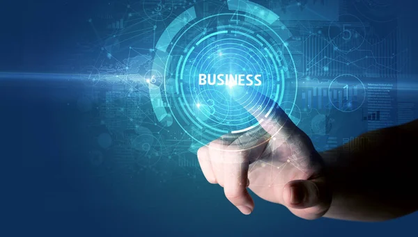 Business Taste Mit Der Hand Berühren Modernes Business Technologie Konzept — Stockfoto
