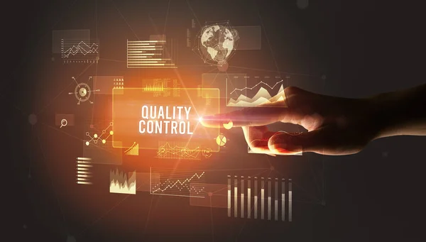 Handgreifliche Quality Control Inschrift Neues Geschäftstechnologie Konzept — Stockfoto